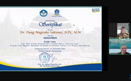 Hadiri Kuliah Pakar di UT, Dirjen PSDKP Paparkan Tantangan Ekonomi Biru